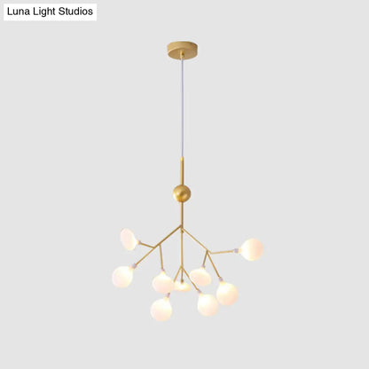 Contemporary Gold Acrylic Leaf Chandelier: LED Ceiling Lamp for Living Room