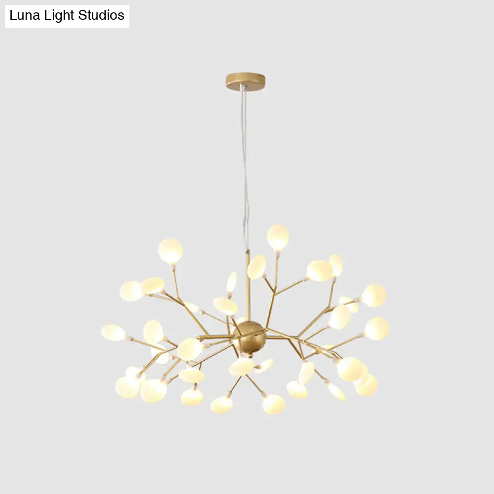 Contemporary Gold Acrylic Leaf Chandelier: LED Ceiling Lamp for Living Room