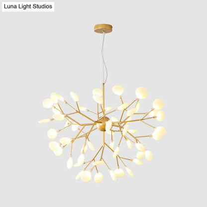 Contemporary Gold Acrylic Leaf Chandelier: LED Ceiling Lamp for Living Room