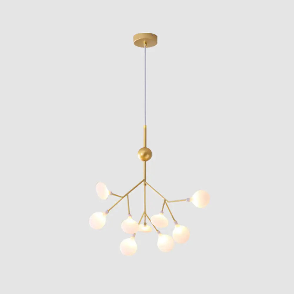 Contemporary Gold Acrylic Leaf Chandelier: LED Ceiling Lamp for Living Room