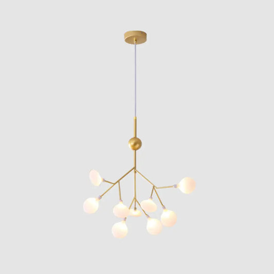 Contemporary Gold Acrylic Leaf Chandelier: LED Ceiling Lamp for Living Room