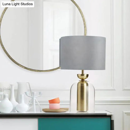Contemporary Gold Bell Table Light with Clear Glass Shade - Elegant Bedside Desk Lamp