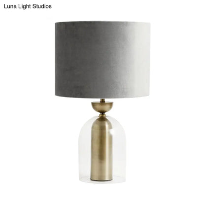 Contemporary Gold Bell Table Light with Clear Glass Shade - Elegant Bedside Desk Lamp