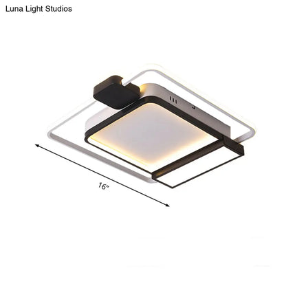 DecorBites™ DecorBites™ Contemporary Gold/Black Acrylic Ceiling Light with LED Flush Mount for Bedroom, 16-19.5" Width - White Light