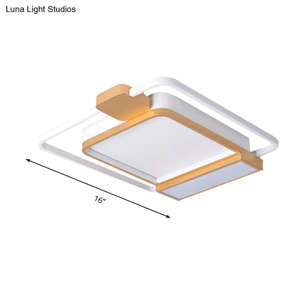 DecorBites™ DecorBites™ Contemporary Gold/Black Acrylic Ceiling Light with LED Flush Mount for Bedroom, 16-19.5" Width - White Light