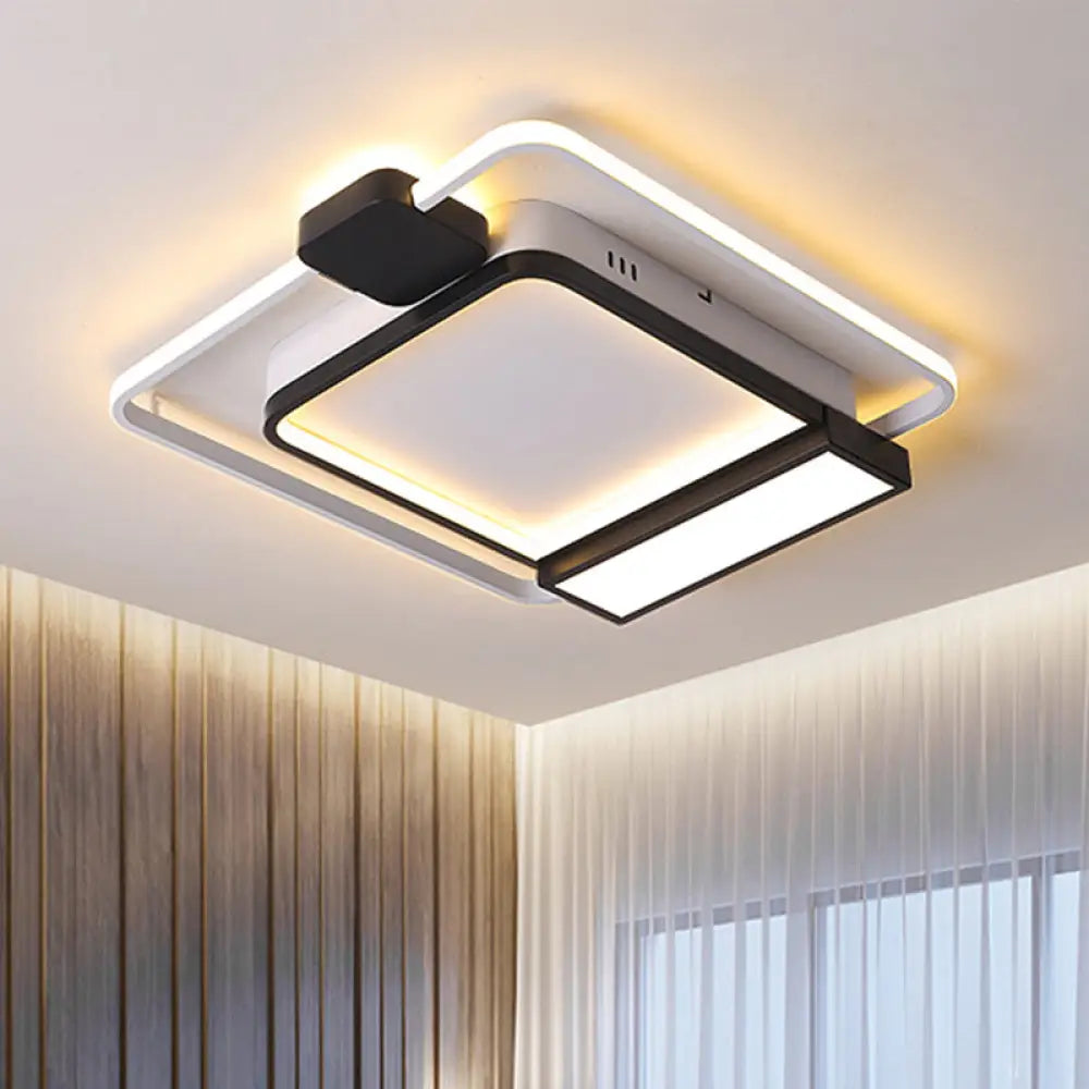 DecorBites™ DecorBites™ Contemporary Gold/Black Acrylic Ceiling Light with LED Flush Mount for Bedroom, 16-19.5" Width - White Light