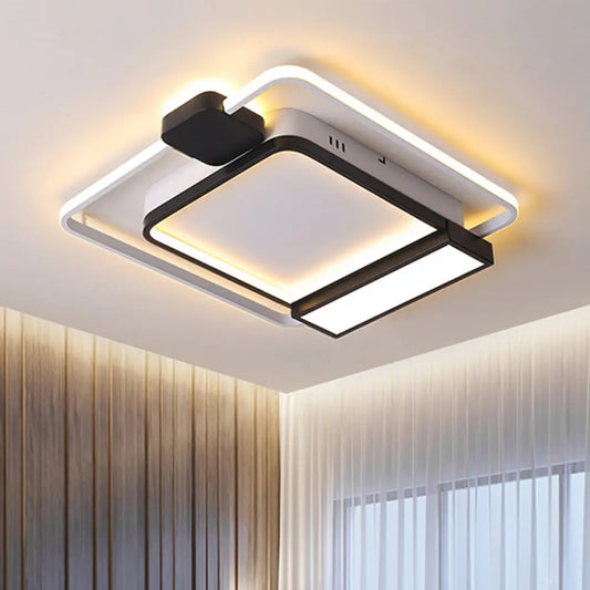 DecorBites™ DecorBites™ Contemporary Gold/Black Acrylic Ceiling Light with LED Flush Mount for Bedroom, 16-19.5" Width - White Light