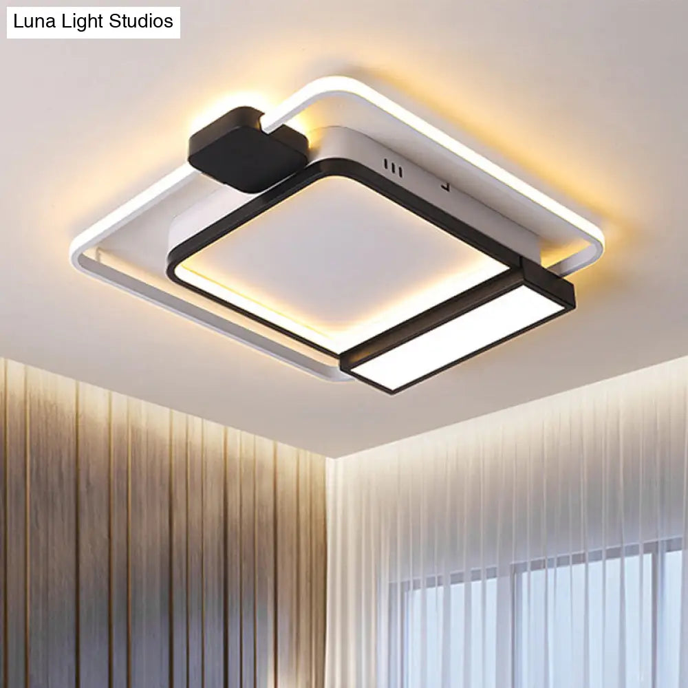 DecorBites™ DecorBites™ Contemporary Gold/Black Acrylic Ceiling Light with LED Flush Mount for Bedroom, 16-19.5" Width - White Light