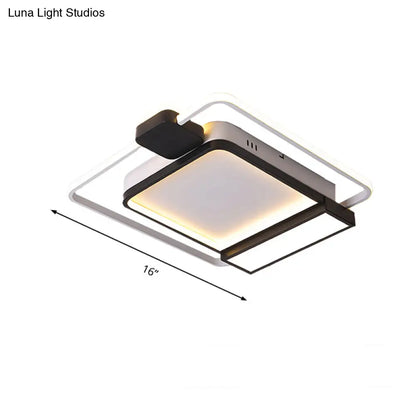 DecorBites™ DecorBites™ Contemporary Gold/Black Acrylic Ceiling Light with LED Flush Mount for Bedroom, 16-19.5" Width - White Light