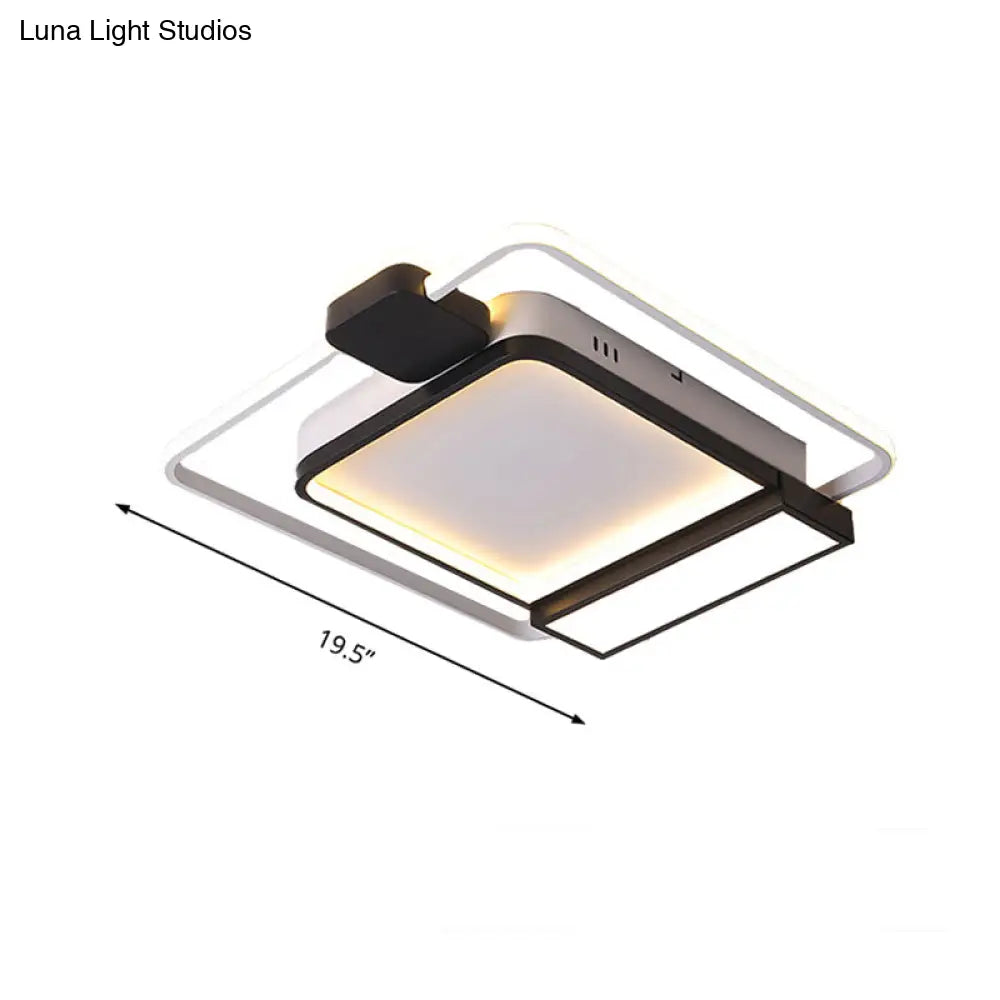 DecorBites™ DecorBites™ Contemporary Gold/Black Acrylic Ceiling Light with LED Flush Mount for Bedroom, 16-19.5" Width - White Light