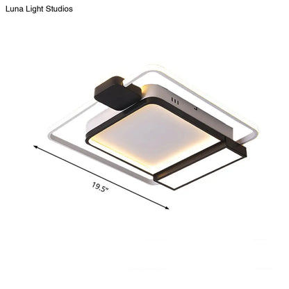 DecorBites™ DecorBites™ Contemporary Gold/Black Acrylic Ceiling Light with LED Flush Mount for Bedroom, 16-19.5" Width - White Light