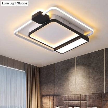 DecorBites™ DecorBites™ Contemporary Gold/Black Acrylic Ceiling Light with LED Flush Mount for Bedroom, 16-19.5" Width - White Light