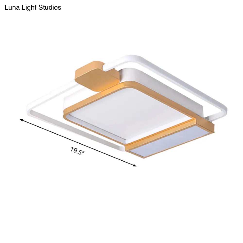 DecorBites™ DecorBites™ Contemporary Gold/Black Acrylic Ceiling Light with LED Flush Mount for Bedroom, 16-19.5" Width - White Light