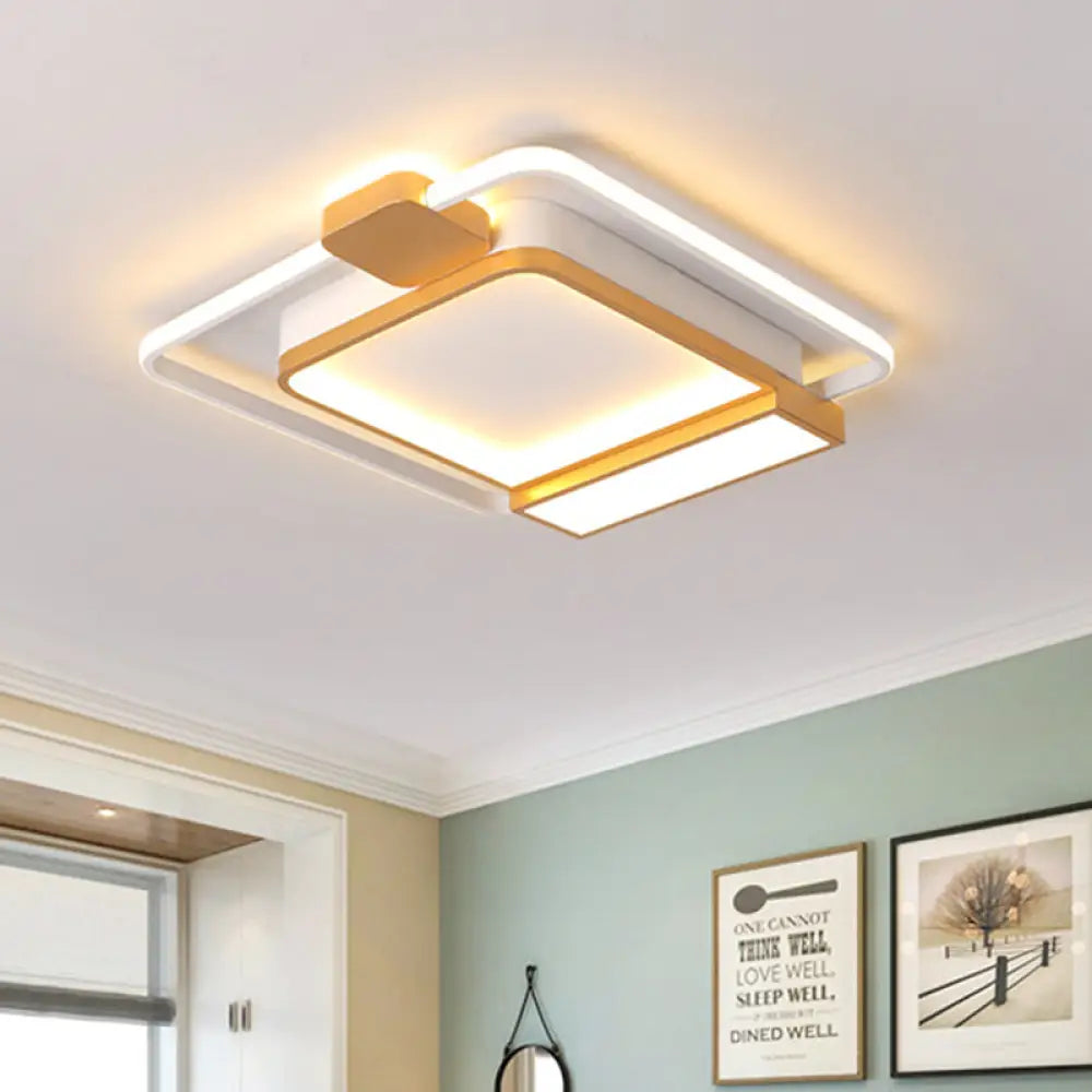 DecorBites™ DecorBites™ Contemporary Gold/Black Acrylic Ceiling Light with LED Flush Mount for Bedroom, 16-19.5" Width - White Light