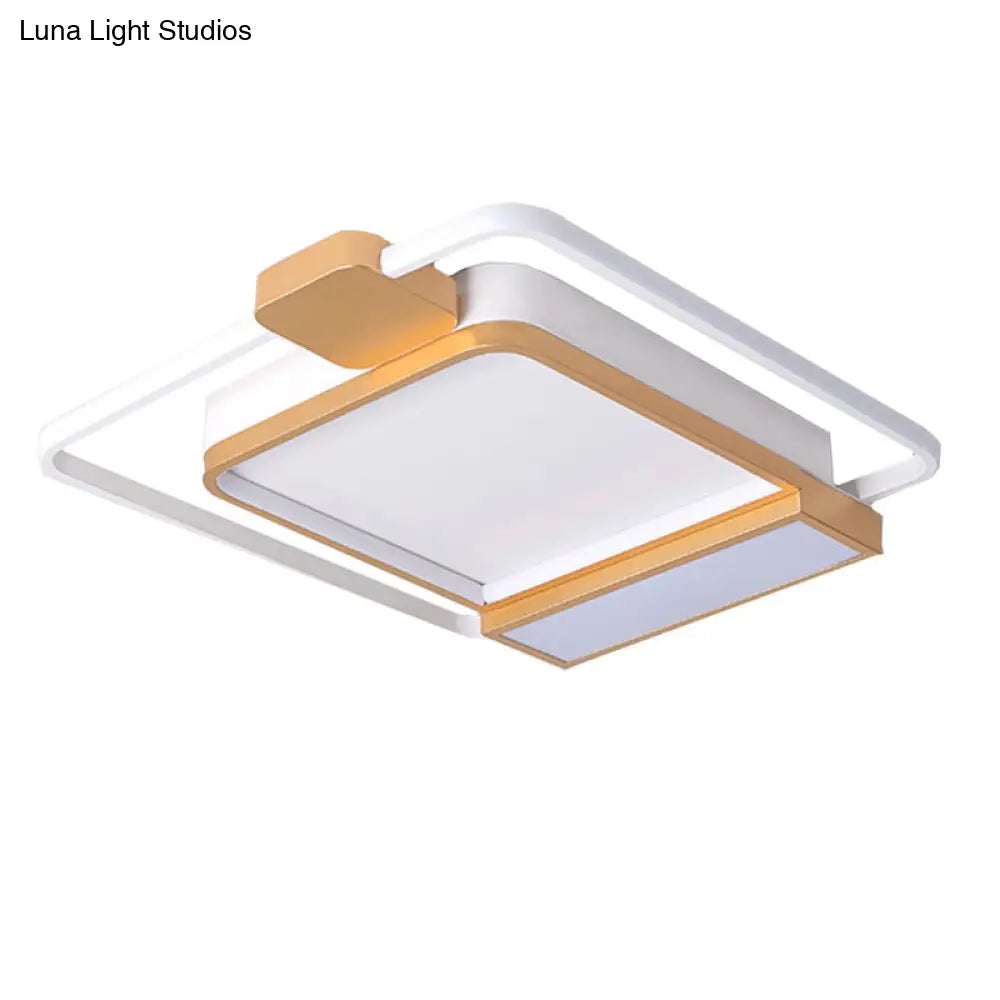 DecorBites™ DecorBites™ Contemporary Gold/Black Acrylic Ceiling Light with LED Flush Mount for Bedroom, 16-19.5" Width - White Light