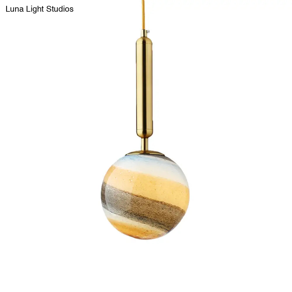 Contemporary Gold/Black Bedroom Pendant Lamp with Frosted Glass Shade