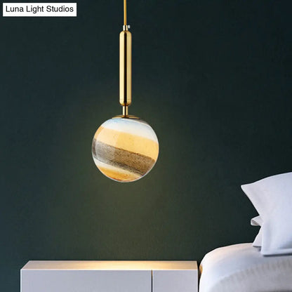 Contemporary Gold/Black Bedroom Pendant Lamp with Frosted Glass Shade