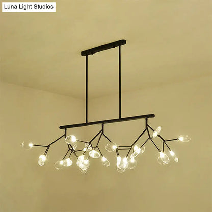 Decorbites™ contemporary 27-light gold black branching island ceiling lamp with clear glass globe bulbs for dining room