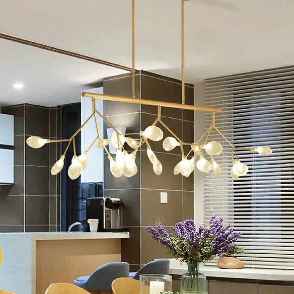 Decorbites™ contemporary 27-light gold black branching island chandelier with frosted glass globes for dining room 220v-240v 110v-120v