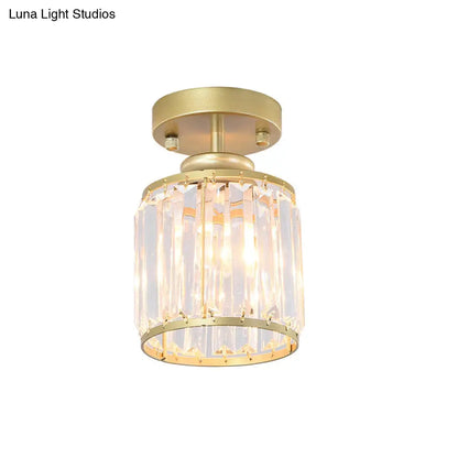 Lámpara de techo semiempotrada contemporánea DecorBites™ dorada/negra con pantalla cilíndrica de cristal