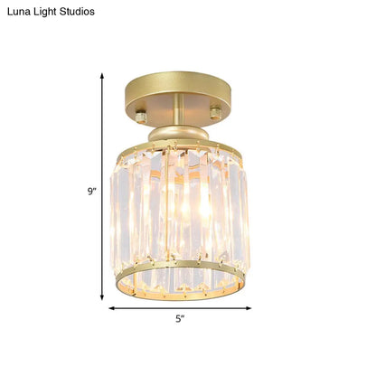 Lámpara de techo semiempotrada contemporánea DecorBites™ dorada/negra con pantalla cilíndrica de cristal