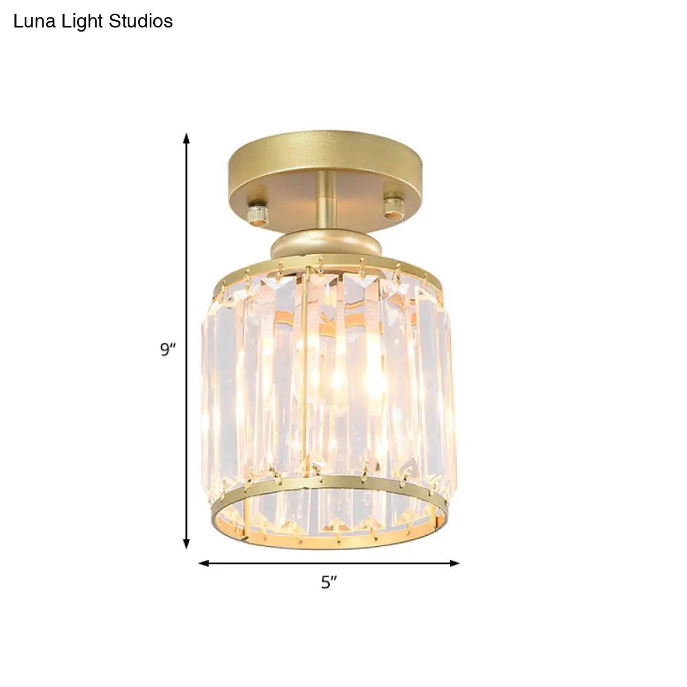 Lámpara de techo semiempotrada contemporánea DecorBites™ dorada/negra con pantalla cilíndrica de cristal