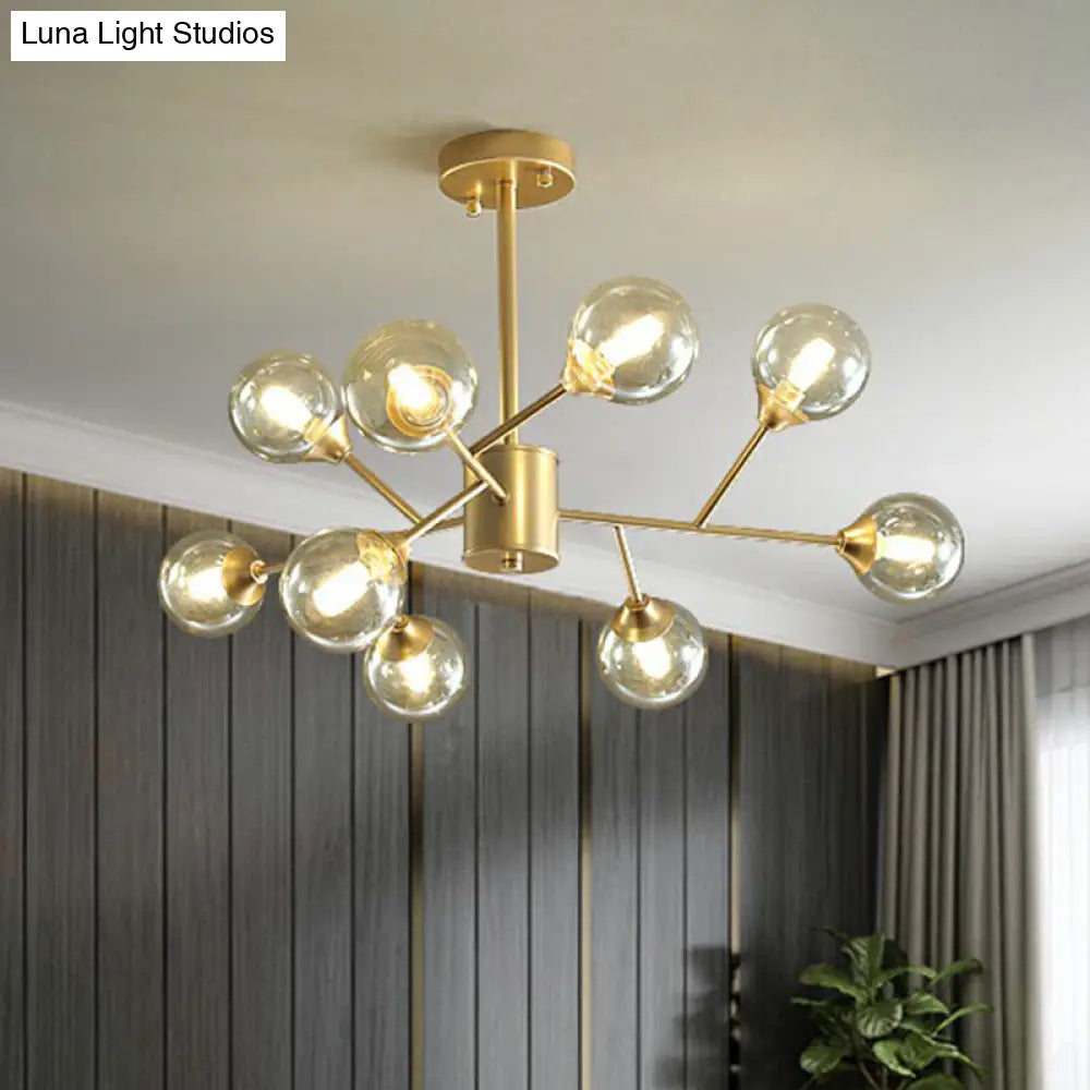 Contemporary Gold Branch Chandelier: Clear Glass Pendant Lamp for Bedroom Lighting