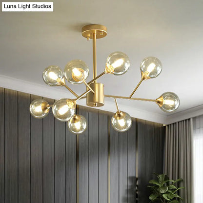 Contemporary Gold Branch Chandelier: Clear Glass Pendant Lamp for Bedroom Lighting