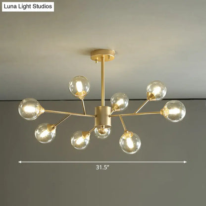 Contemporary Gold Branch Chandelier: Clear Glass Pendant Lamp for Bedroom Lighting