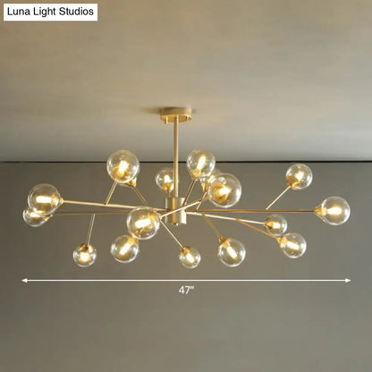 Contemporary Gold Branch Chandelier: Clear Glass Pendant Lamp for Bedroom Lighting
