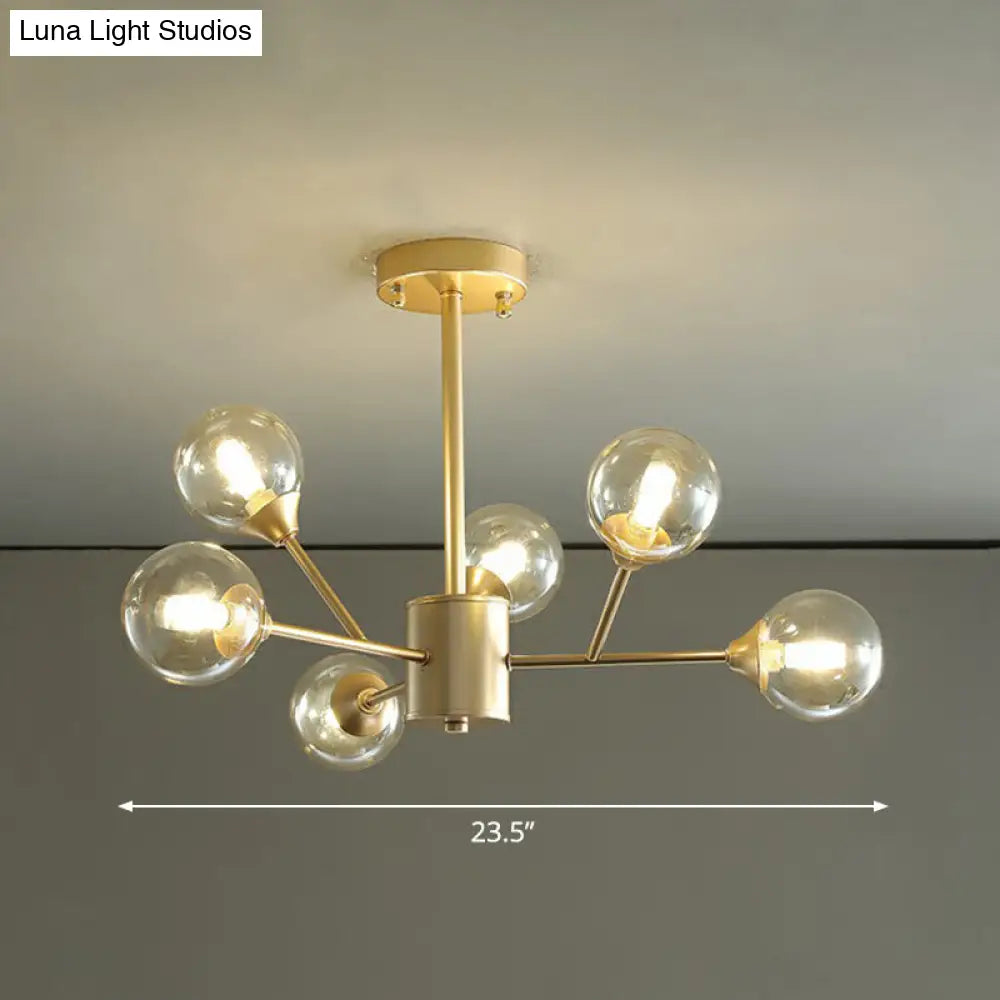 Contemporary Gold Branch Chandelier: Clear Glass Pendant Lamp for Bedroom Lighting