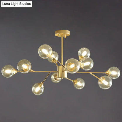 Contemporary Gold Branch Chandelier: Clear Glass Pendant Lamp for Bedroom Lighting