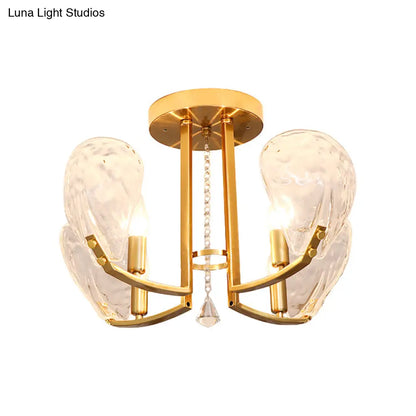 DecorBites™ DecorBites™ Contemporary Gold Candle Semi Flush Mount Ceiling Light with Crystal Petal Shade - 4 Bulbs