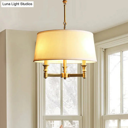 Contemporary Gold Candlestick Chandelier Pendant Light - 3 Heads - Metal Hanging Light with Empire Shade