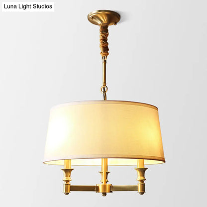 Contemporary Gold Candlestick Chandelier Pendant Light - 3 Heads - Metal Hanging Light with Empire Shade