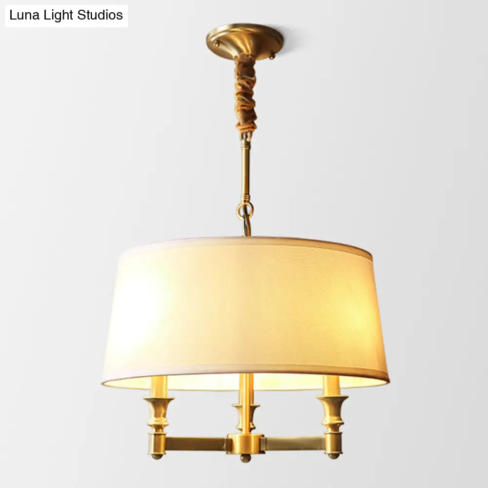Contemporary Gold Candlestick Chandelier Pendant Light - 3 Heads - Metal Hanging Light with Empire Shade