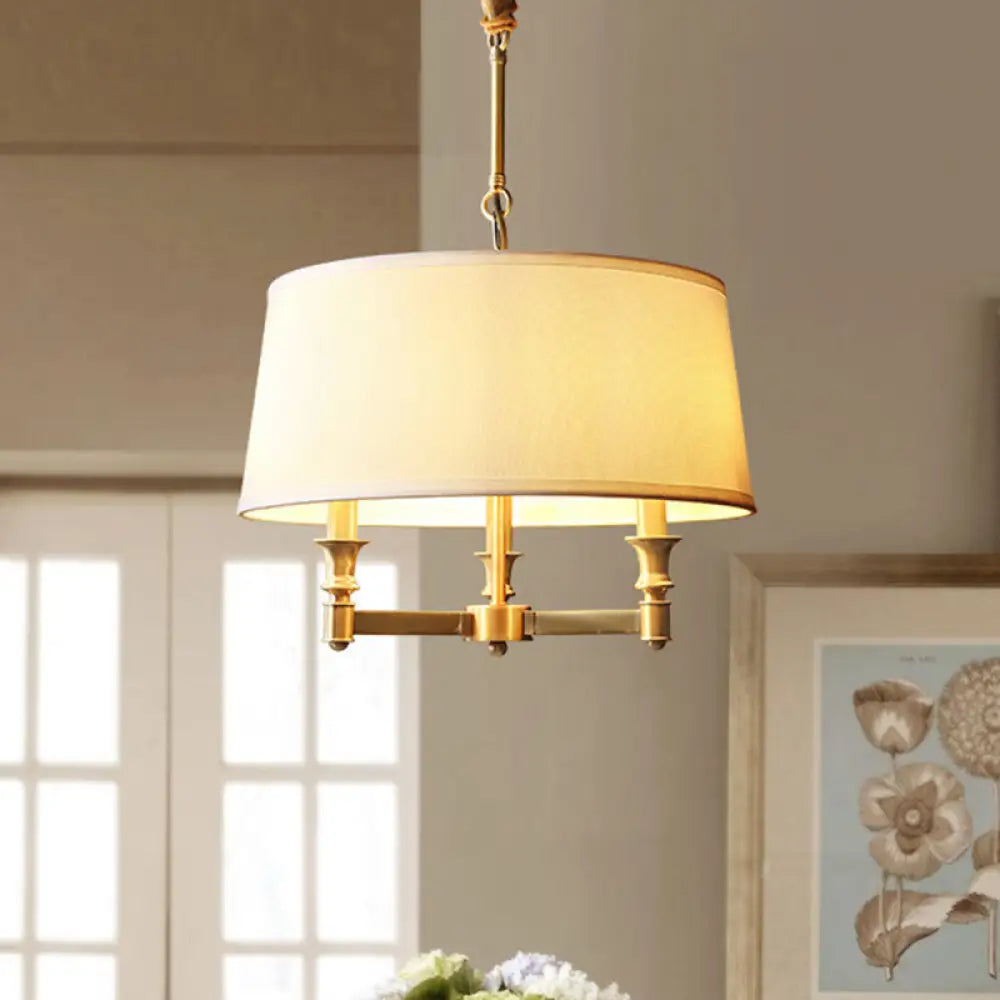 Contemporary Gold Candlestick Chandelier Pendant Light - 3 Heads - Metal Hanging Light with Empire Shade