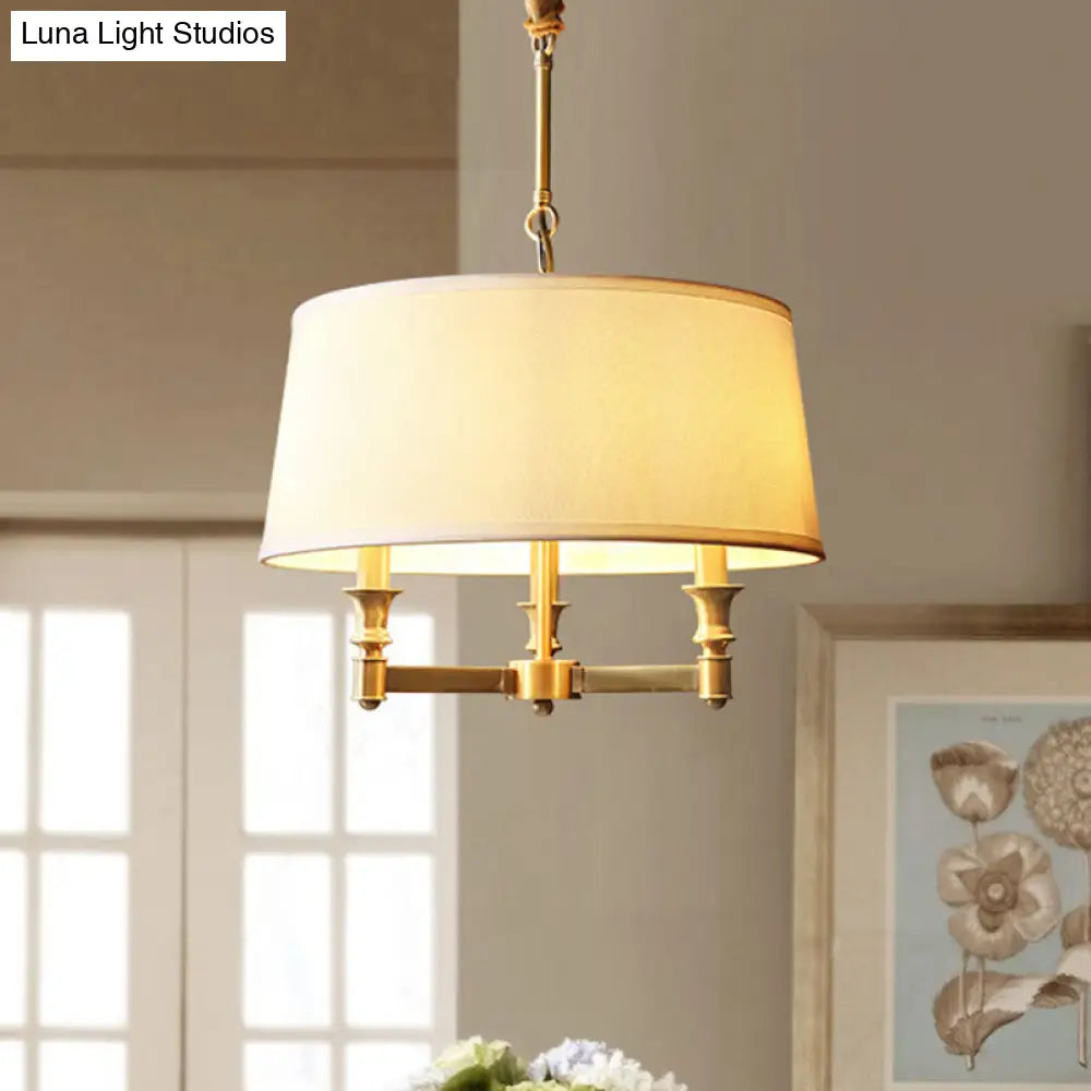 Contemporary Gold Candlestick Chandelier Pendant Light - 3 Heads - Metal Hanging Light with Empire Shade
