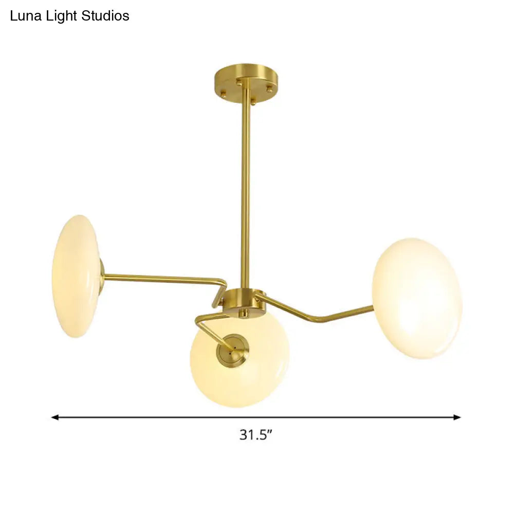 Lámpara de techo contemporánea dorada con cristal opalino - Lámpara colgante de 3 luces