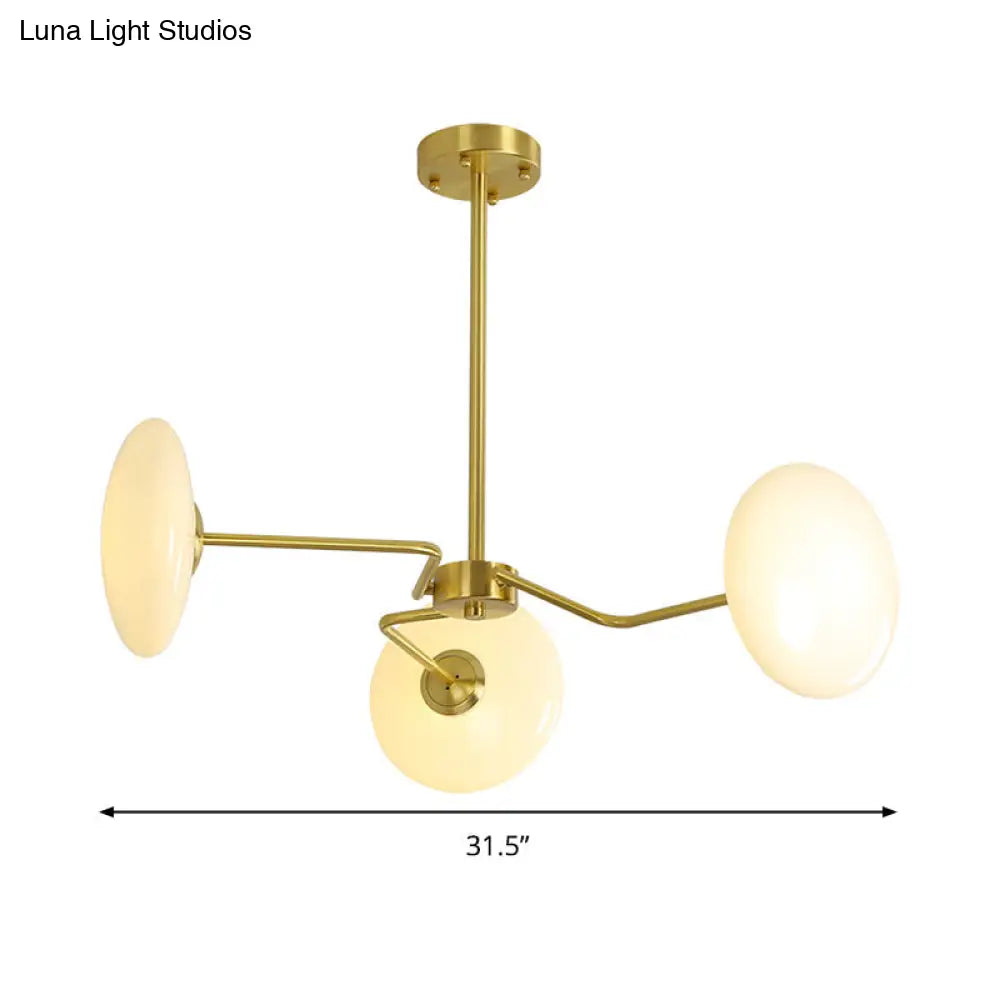 Lámpara de techo contemporánea dorada con cristal opalino - Lámpara colgante de 3 luces