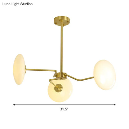 Lámpara de techo contemporánea dorada con cristal opalino - Lámpara colgante de 3 luces