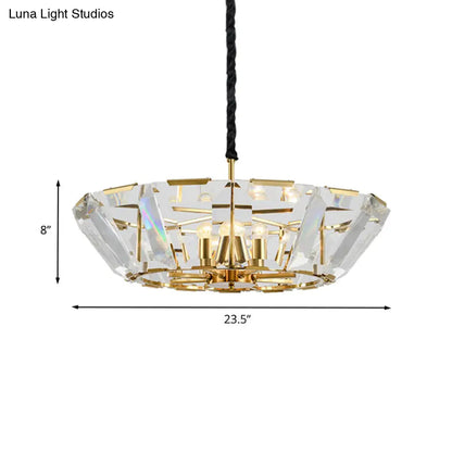 Lámpara de techo dorada contemporánea: kit de iluminación de techo para sala de estar de 5 luces con pantalla de cristal.