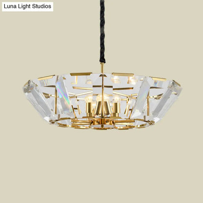 Lámpara de techo dorada contemporánea: kit de iluminación de techo para sala de estar de 5 luces con pantalla de cristal.