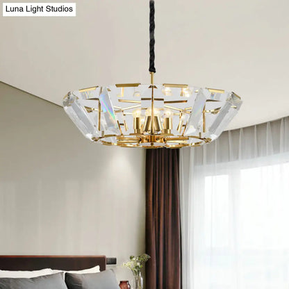 Lámpara de techo dorada contemporánea: kit de iluminación de techo para sala de estar de 5 luces con pantalla de cristal.