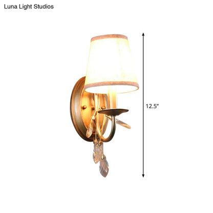 DecorBites™ DecorBites™ Contemporary Gold Cone Wall Sconce with Crystal Drop and Fabric Shade