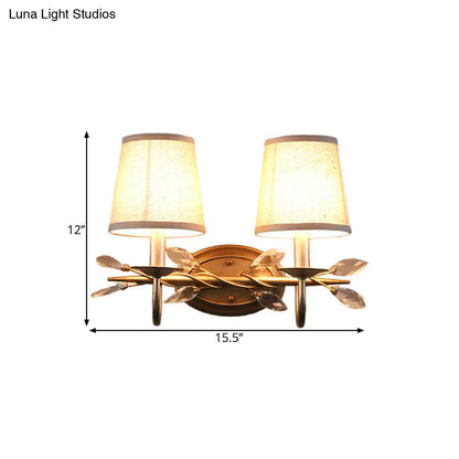 DecorBites™ DecorBites™ Contemporary Gold Cone Wall Sconce with Crystal Drop and Fabric Shade