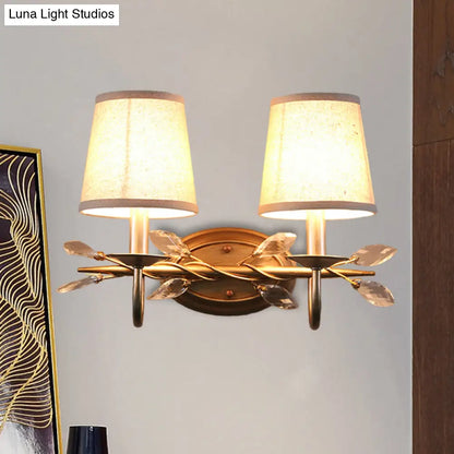 DecorBites™ DecorBites™ Contemporary Gold Cone Wall Sconce with Crystal Drop and Fabric Shade