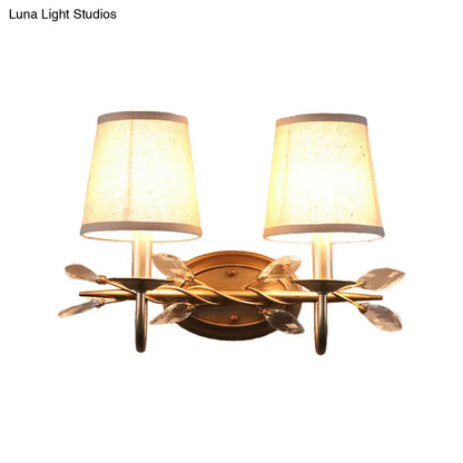 DecorBites™ DecorBites™ Contemporary Gold Cone Wall Sconce with Crystal Drop and Fabric Shade