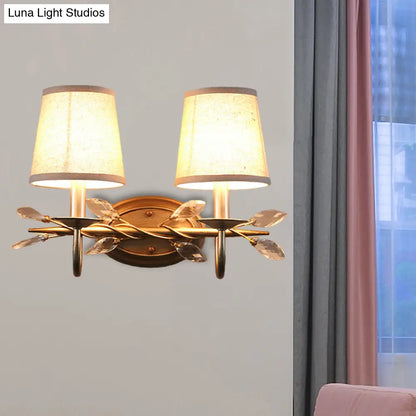 DecorBites™ DecorBites™ Contemporary Gold Cone Wall Sconce with Crystal Drop and Fabric Shade