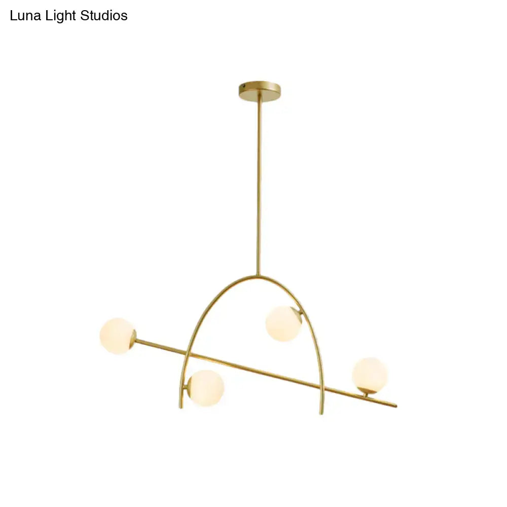DecorBites™ chandelier lamp with five gold-toned arms and cream glass shade offering warm white lighting